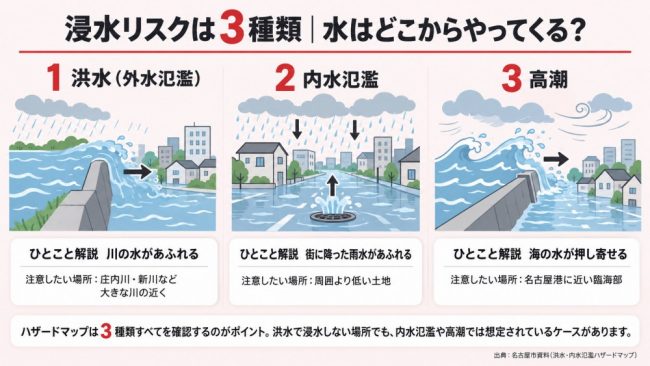 3つの浸水リスク図解